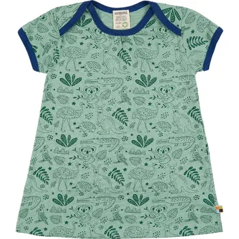 Dívčí šaty Dívčí šaty s krátkým rukávem Australská zvířátka zelená loud + proud Velikost: 86/92