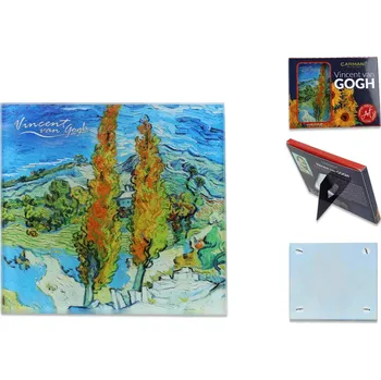 Carmani® Carmani - Skleněné prostírání pod hrnek V. van Gogh, Topoly I v dárkovém balení - 10,5*10,5 cm