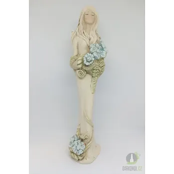 Vánoční dekorace Anděl s modrou květinou, 33 cm