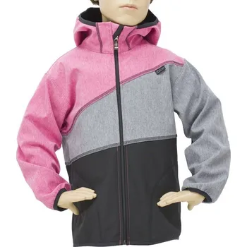 Dívčí bunda Fantom BUNDA SOFTSHELL TROJBAREVNÁ-ČERNO - ŠEDÝ MELÍR-RŮŽOVÝ MELÍR 116