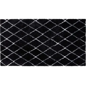Rohožka Černá pratelná vstupní rohož FLOMA Lima Rectangle - Rhombus - délka 67 cm, šířka 120 cm, výška 0,7 cm