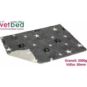 Pelíšek pro psa Vetbed protiskluz/Drybed Šedý hvězda s packou 150 x 200 cm, vlas 30 mm