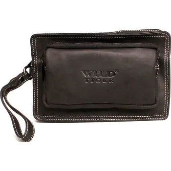 Dvouoddílová černá kožená pánská etue Wild Tiger 85A