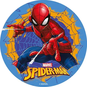 Jedlá dekorace na dort Dekora Jedlý papír kulatý Spiderman pavučina 20 cm