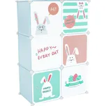 Dětská modulární skříňka, modrá/dětský vzor, EDRIN