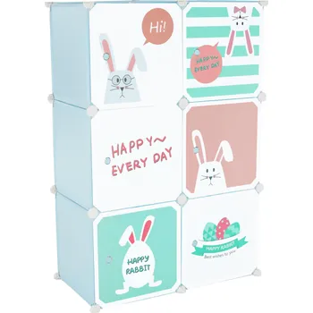 Dětský pokoj Dětská modulární skříňka, modrá/dětský vzor, EDRIN