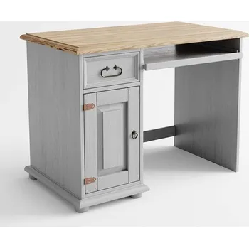 Šatní skříň Psací stůl Hacienda Grey 1S1D z masivu Barevné provedení: šedá - světle hnědá medová vosk