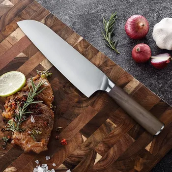 Kuchyňský nůž Swityf - kuchyňské nože Kuchařský nůž santoku 18 cm 7Cr17MoV, ořechové dřevo USK-WK