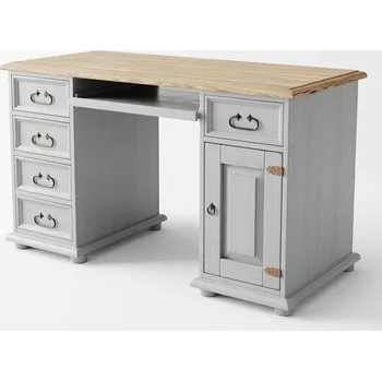 Šatní skříň Psací stůl Hacienda Grey z masivu Barevné provedení: šedá - světle hnědá medová vosk