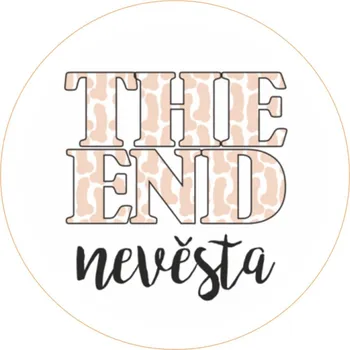 Party dekorace PLACKA The end nevěsta s bílým pozadím 5,5cm