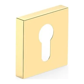 Dveřní kování Rozeta na vložku hranatá leštěná mosaz - komplet 2ks