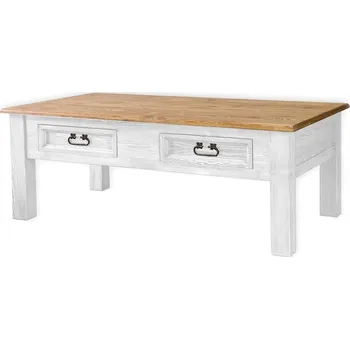 Konferenční stolek Rustikální konferenční stolek WHITE HOME MES07B rovné nohy Barevné provedení: Bílý vosk K17 - Bílý vosk K17