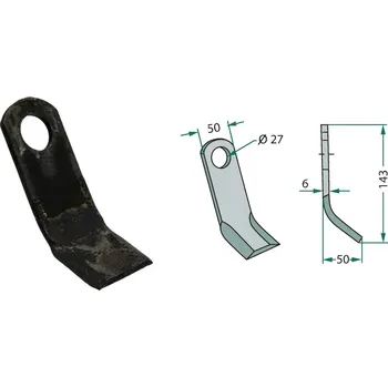 Mulčovací Y-nůž pro Bomford, Mc Connel, Twose, 7190315, 143/6/27 mm