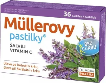 Přírodní produkt Dr. Müller Müllerovy pastilky se šalvějí bez cukru + vitamín C