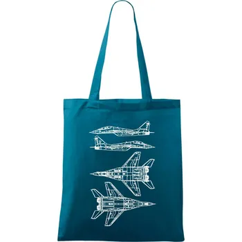 Mig 29 Fulcrum - obrys - Taška bavlněná - 42 x 38 cm ( Petrolejová )