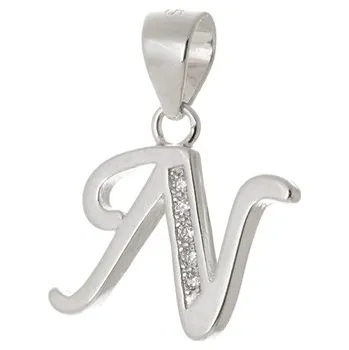 Přívěsek Stříbrný přívěšek písmeno N s čirými zirkony STRZ0817NF