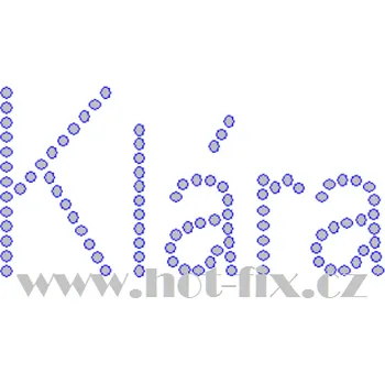 KLÁRA - jméno JM03 nažehlovací hot-fix kamínková aplikace na textil, rozměr cca 9,8x4,9cm barva: kameny barva 101 Crystal /stříbrná