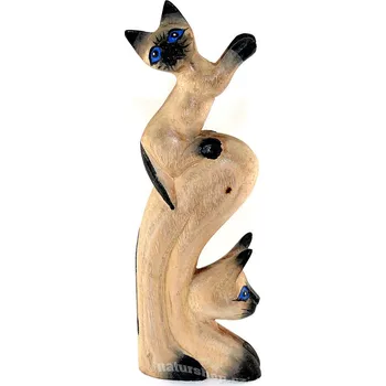 Siamská kočka a kotě malované 20cm