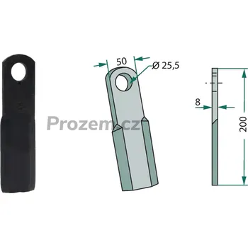 Mulčovací nůž rovný pro Rivierre Casalis, B225017, 200/8/25,5 mm