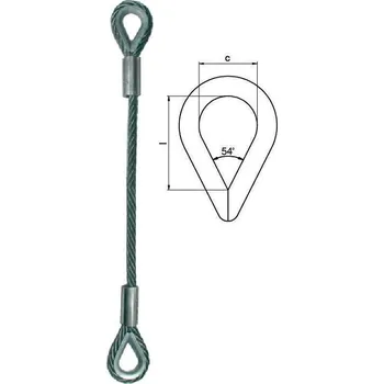Tažné lano Lano s očnicemi zinkované AS-08-KK, průměr lanka Ø 8mm, Délka vazáku 3m