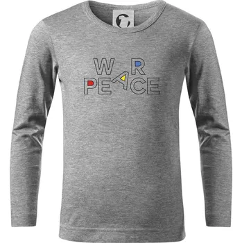 War, peace - barevný nápis - Triko dětské Long Sleeve - 158 cm/12 let ( Tmavě šedý melír )