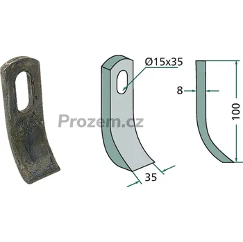 Mulčovací nůž pro Schmidt, 100/8/15x35 mm