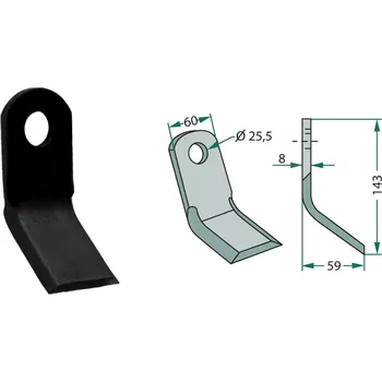 Mulčovací Y-nůž pro kamenité půdy pro Ferri, 143/8/25,5 mm