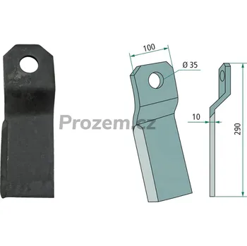 Pracovní nůž Mulčovací nůž pravý, přetočený krátký pro Szolnoki, 268RZ3, 290/10/35 mm