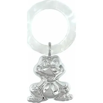 Stříbrné chrastítko kroužek s žábou