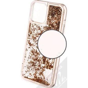 Pouzdro na mobilní telefon 1Mcz Liquid Hexagon Sparkle ochranný kryt s přesýpacím efektem třpytek pro Apple iPhone 13 Pro Max zlatá (gold)