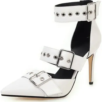 Dámské lodičky Stylové lodičky s pásky na jehlovém podpatku GoodDayGirl Fashion Barva: Bílá, Velikost: 47