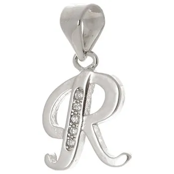Přívěsek Stříbrný přívěšek písmeno R s čirými zirkony STRZ0817RF