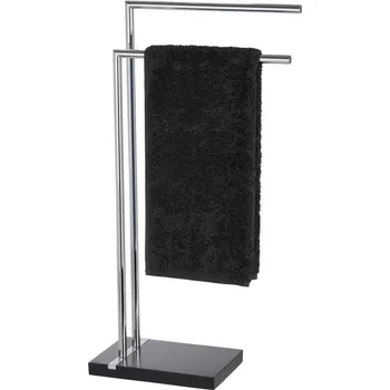 Věšák Wenko Koupelnový stojanový věšák na ručníky NOBLE BLACK, 2-ramenný, chromovaná ocel,WENKO