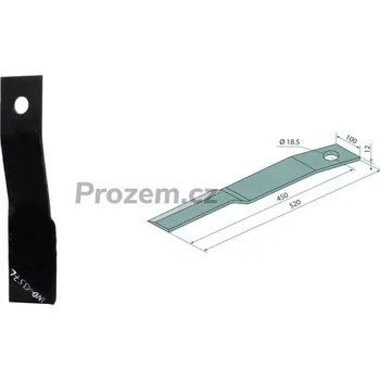 Pracovní nůž Mulčovací nůž levý pro Schulte, 401067, 520/12/18,5 mm