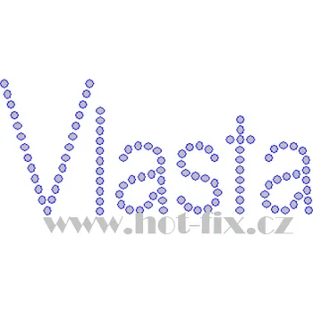 VLASTA - jméno JM03 nažehlovací hot-fix kamínkový potisk na textil, rozměr cca 11,2x4,9cm barva: kameny barva 101 Crystal /stříbrná