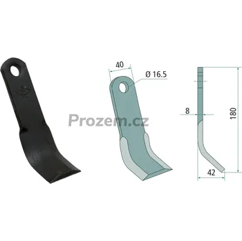 Pracovní nůž Mulčovací Y-nůž pro Nobili, 180/8/16,5 mm