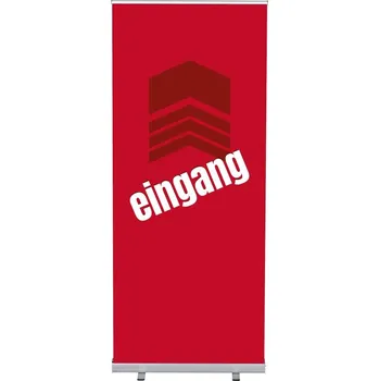 Set Roll-baneru Budget s vytištěným motivem, šířka 85 cm, Vchod, červený, německy