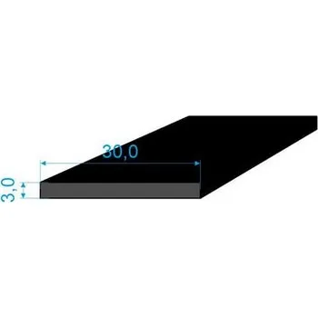 Těsnění do okna a dveří 0596033 Pryžový profil 3x30mm, EPDM 70°Sh obdélníkový