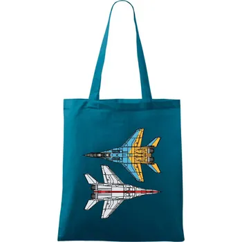 Nákupní taška Mig 29 Fulcrum ze spoda a ze zhora - Taška bavlněná - 42 x 38 cm ( Petrolejová )