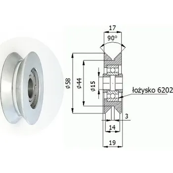 L-58 Ocelová kladka na profil L drážka 92st.