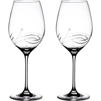 Sklenice BOHEMIA CRYSTAL Sklenice na červené víno přátelská souprava Lunar - 2 ks. Swarovski, 470 ml