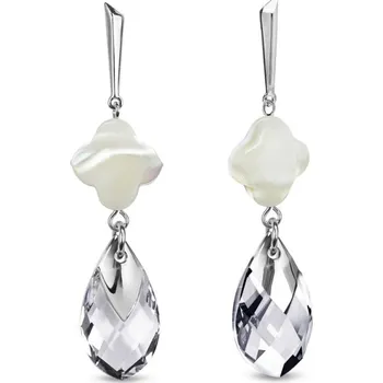 Náušnice Stříbrné náušnice bílé Clover KW6106C1MPW Krystal