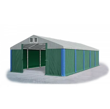 Zahradní stan Skladový stan 6x22x2m střecha PVC 560g/m2 boky PVC 500g/m2 konstrukce ZIMA PLUS Šedá Modrá Zelená