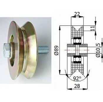 L-89 Ocelová kladka na profil L drážka 92st.