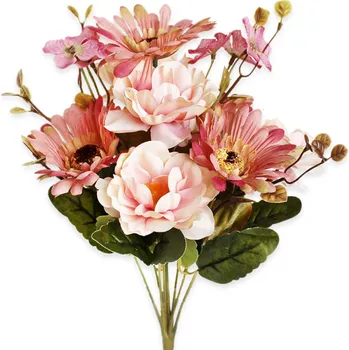 umělá květina Kytice pvc 35cm starorůžová (541489)
