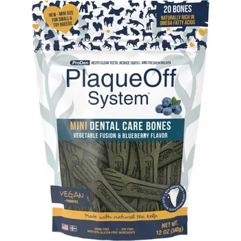 Péče o psí chrup ProDen PlaqueOff Mini Dental Bones zeleninové s příchutí borůvky 340g