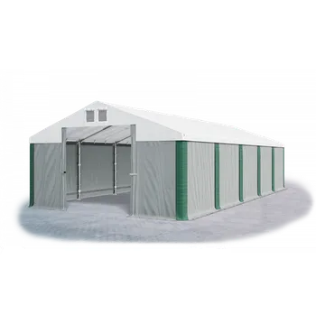 Zahradní stan Skladový stan 8x21x3m střecha PVC 580g/m2 boky PVC 500g/m2 konstrukce ZIMA PLUS Bílá Šedá Zelená