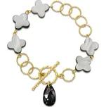 Stříbrný pozlacený náramek šedý Clover BG6106SN1MPB Silver Night