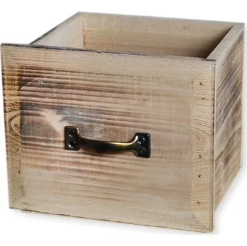 Zahradní dekorace Šuplík dřevo 16,5x16,5cm natural (542516)