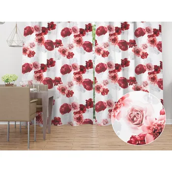 ubrus Dekorační závěs PM-017 Velké červené květy 145x140 cm